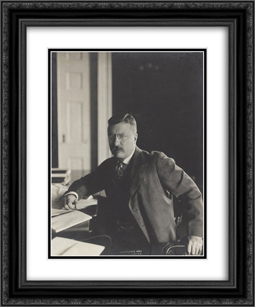 President Roosevelt in his new private office 20x24 Black Ornate Wood Framed Art Print Poster with Double Matting by Library of Congress