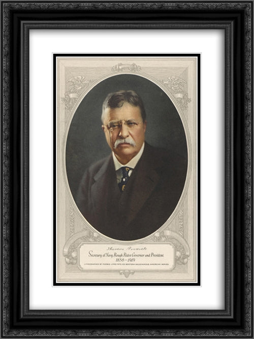 Theodore Roosevelt, Secretary of Navy, Rough Rider, governor and president, 1858-1919 18x24 Black Ornate Wood Framed Art Print Poster with Double Matting by Library of Congress