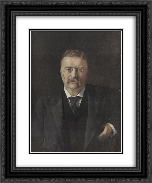 Theodore Roosevelt, 26th President of the United States 20x24 Black Ornate Wood Framed Art Print Poster with Double Matting by Library of Congress