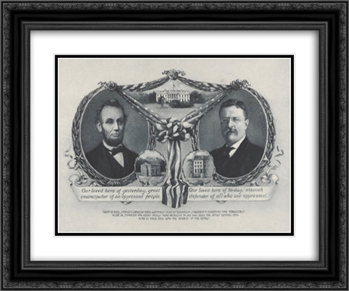 Lincoln and Roosevelt 24x20 Black Ornate Wood Framed Art Print Poster with Double Matting by Library of Congress