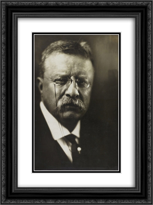 Theodore Roosevelt 18x24 Black Ornate Wood Framed Art Print Poster with Double Matting by Library of Congress