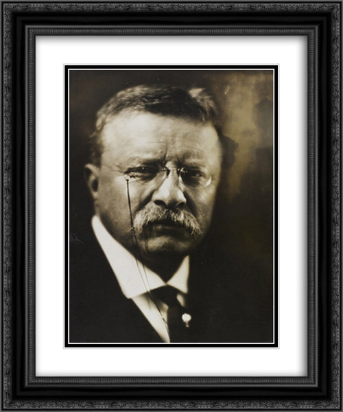 Ex-President Theodore Roosevelt, head-and-shoulders portrait, facing front 20x24 Black Ornate Wood Framed Art Print Poster with Double Matting by Library of Congress