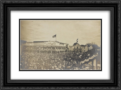 President Theodore Roosevelt giving an address at the Alamo. San Antonio Texas. 24x18 Black Ornate Wood Framed Art Print Poster with Double Matting by Library of Congress