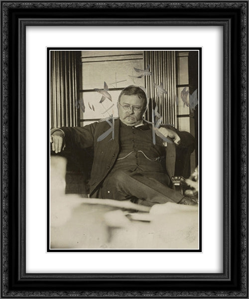 Roosevelt takes stand at Barnes-Roosevelt trial. April 20 Colonel Roosevelt on the stand. 20x24 Black Ornate Wood Framed Art Print Poster with Double Matting by Library of Congress