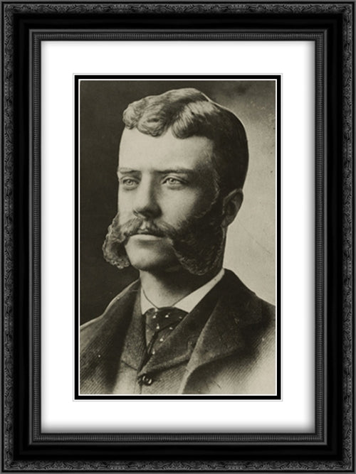Theodore Roosevelt when he was affiliated with Washington [??] in 1882 18x24 Black Ornate Wood Framed Art Print Poster with Double Matting by Library of Congress