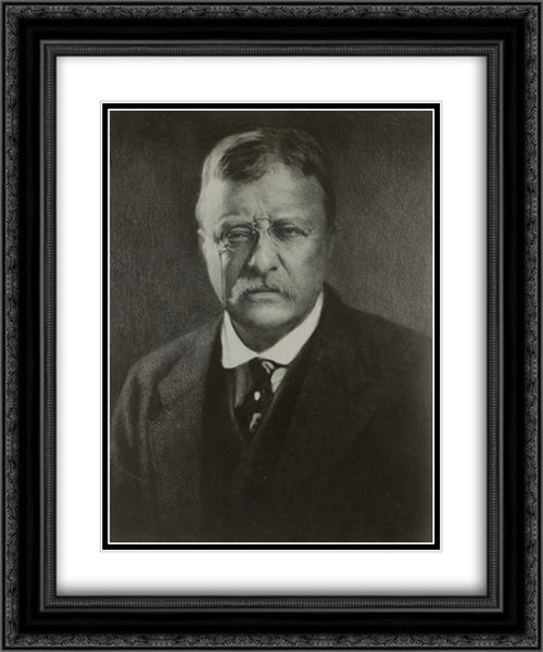 Theodore Roosevelt 20x24 Black Ornate Wood Framed Art Print Poster with Double Matting by Library of Congress