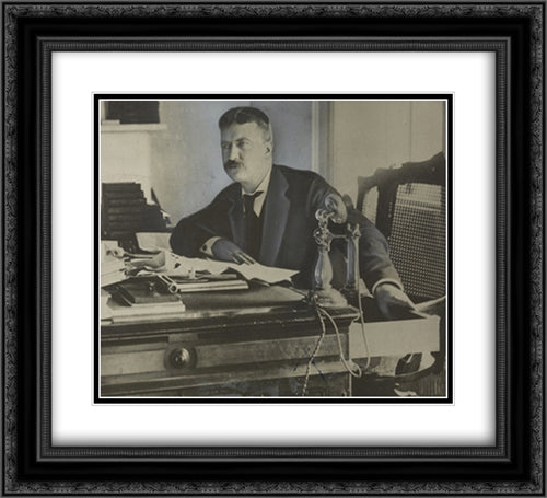 Theodore Roosevelt when he was a New York police commissioner 22x20 Black Ornate Wood Framed Art Print Poster with Double Matting by Library of Congress