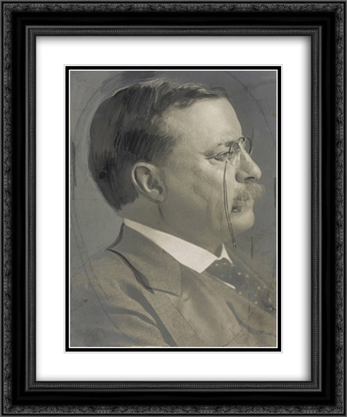 Theodore Roosevelt, head-and-shoulders portrait, facing right 20x24 Black Ornate Wood Framed Art Print Poster with Double Matting by Library of Congress