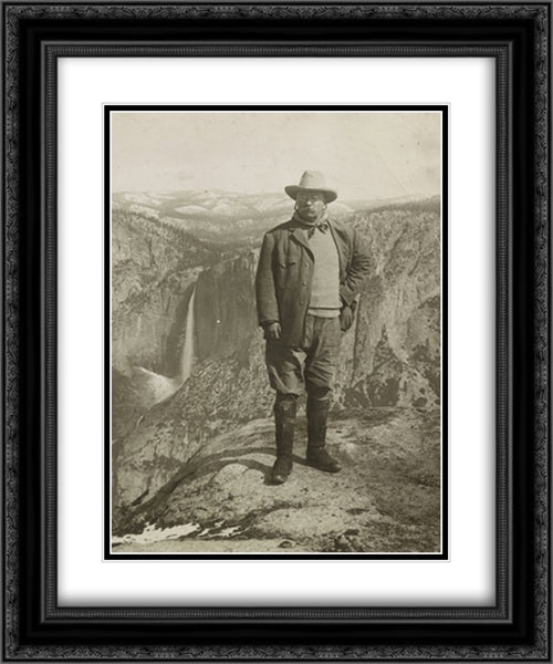 President Roosevelt's choicest recreation - amid nature's rugged grandeur on Glacier Point, Yosemite 20x24 Black Ornate Wood Framed Art Print Poster with Double Matting by Library of Congress
