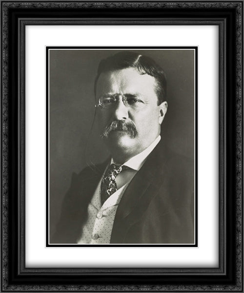 Theodore Roosevelt, head-and-shoulders portrait, facing front 20x24 Black Ornate Wood Framed Art Print Poster with Double Matting by Library of Congress
