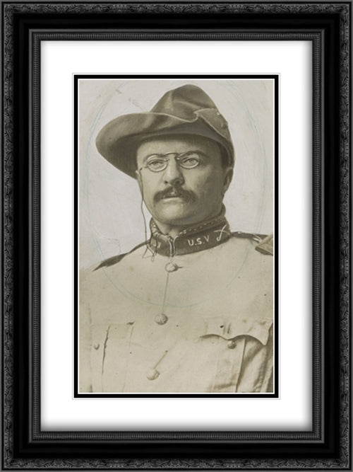 Theodore Roosevelt in Rough Riders uniform 18x24 Black Ornate Wood Framed Art Print Poster with Double Matting by Library of Congress