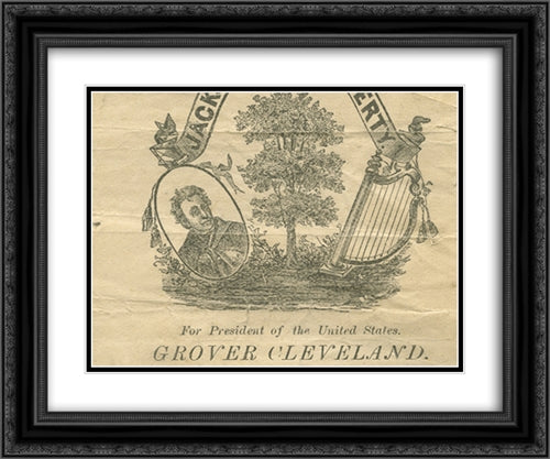 Grover Cleveland for president campaign memorabilia fragment 24x20 Black Ornate Wood Framed Art Print Poster with Double Matting by Library of Congress