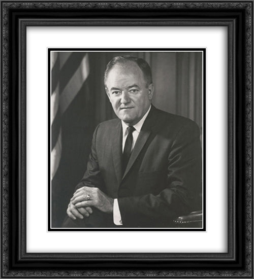 Hubert Humphrey, half-length portrait, facing front 20x22 Black Ornate Wood Framed Art Print Poster with Double Matting by Library of Congress