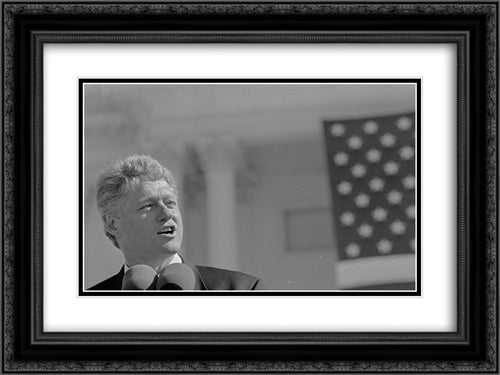 President Bill Clinton Giving a Speech 20x24 Black Ornate Wood Framed Art Print Poster with Double Matting by Library of Congress