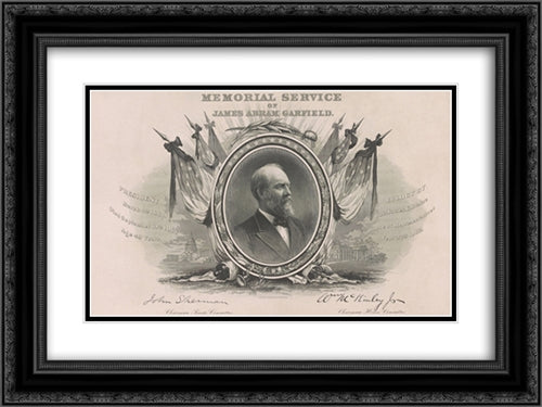 Memorial service of James Abram Garfield 24x18 Black Ornate Wood Framed Art Print Poster with Double Matting by Library of Congress