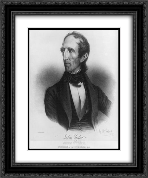 John Tyler, President of the United States, 1841. Born 29th day of March 1790 20x24 Black Ornate Wood Framed Art Print Poster with Double Matting by Library of Congress