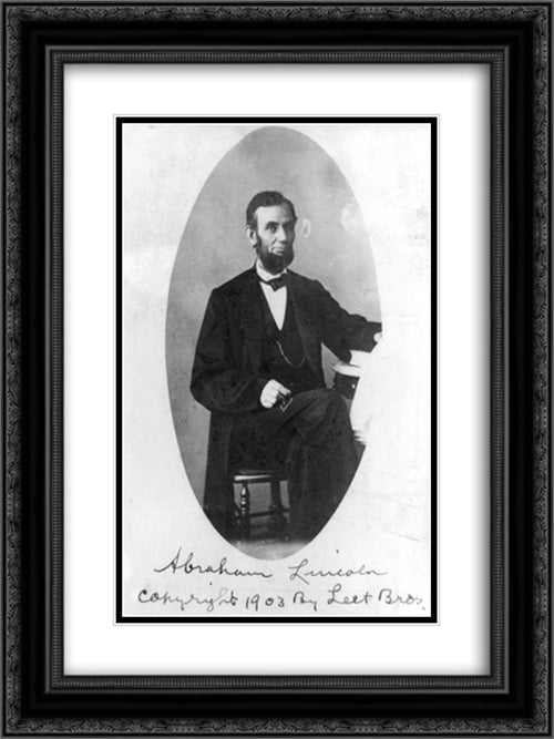 President Abraham Lincoln, portrait, seated and facing front 18x24 Black Ornate Wood Framed Art Print Poster with Double Matting by Library of Congress