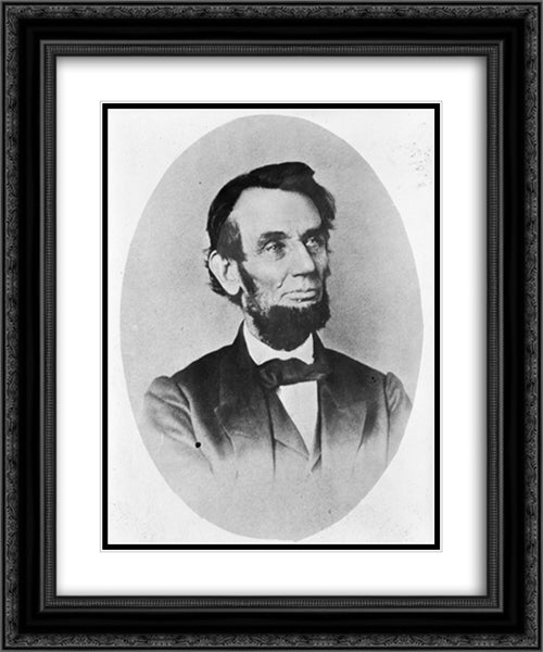 President Abraham Lincoln, oval bust portrait, facing right 20x24 Black Ornate Wood Framed Art Print Poster with Double Matting by Library of Congress