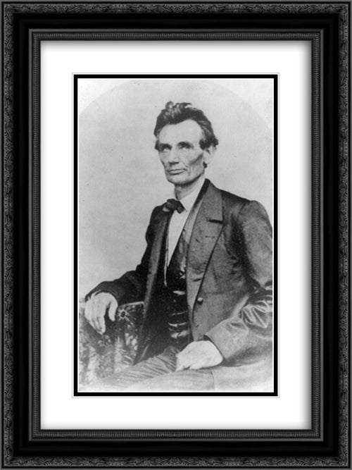 Abraham Lincoln, candidate for U.S. president, half-length portrait, looking left, May 20,1860 18x24 Black Ornate Wood Framed Art Print Poster with Double Matting by Library of Congress