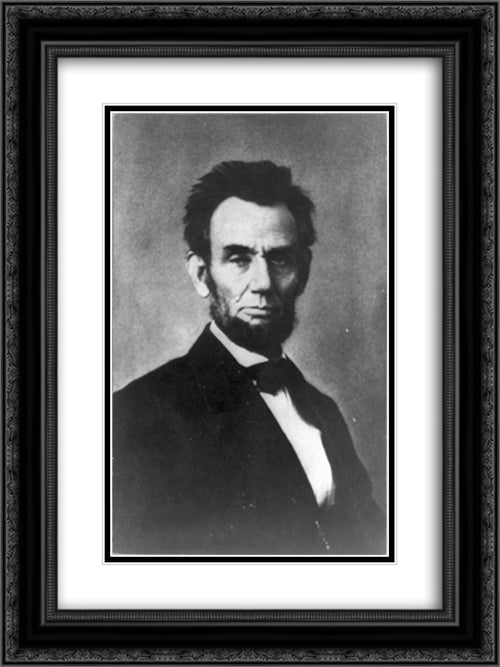 President Abraham Lincoln, half-length portrait, seated 18x24 Black Ornate Wood Framed Art Print Poster with Double Matting by Library of Congress