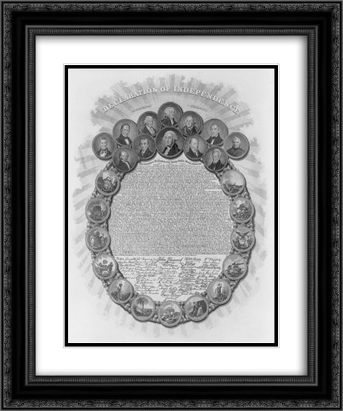 Declaration of Independence - in Congress July 4th 1776 20x24 Black Ornate Wood Framed Art Print Poster with Double Matting by Library of Congress