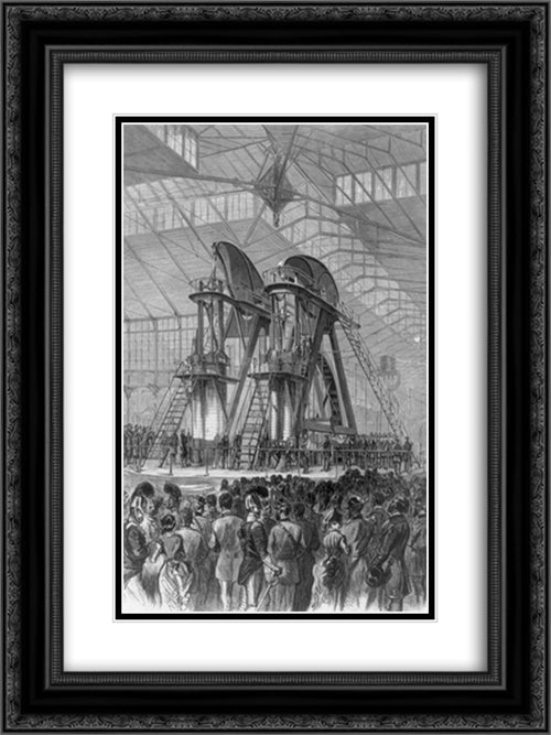 President Grant and Don Pedro starting the Corliss engine at the centennial, Philadelphia, 1876 18x24 Black Ornate Wood Framed Art Print Poster with Double Matting by Library of Congress