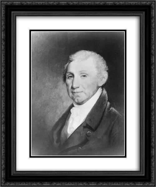James Monroe, three-quarter length portrait, seated, facing slightly left 20x24 Black Ornate Wood Framed Art Print Poster with Double Matting by Library of Congress