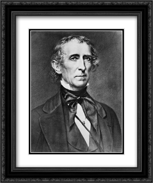 President John Tyler, half-length portrait, facing right 20x24 Black Ornate Wood Framed Art Print Poster with Double Matting by Library of Congress