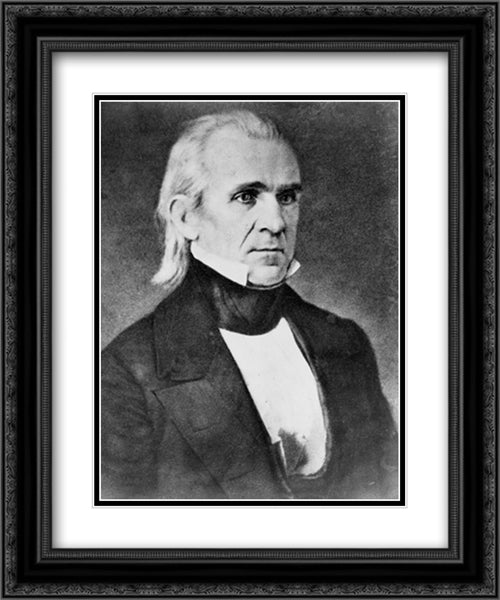 President James K. Polk, half-length portrait, seated, facing right 20x24 Black Ornate Wood Framed Art Print Poster with Double Matting by Library of Congress