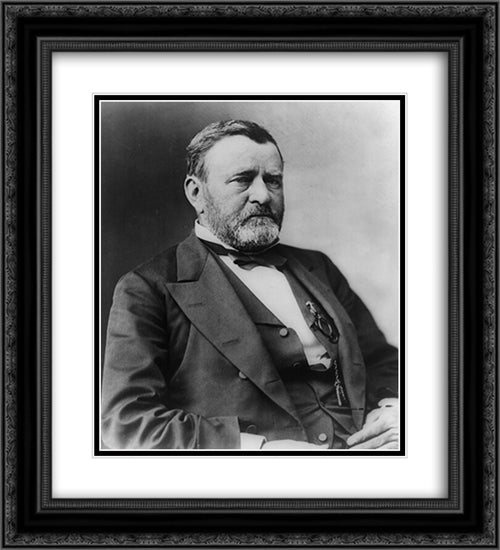 President Ulysses S. Grant, half-length portrait, seated, facing right 20x22 Black Ornate Wood Framed Art Print Poster with Double Matting by Library of Congress