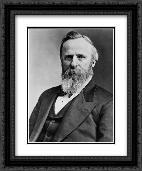 President Rutherford B. Hayes, half-length portrait, seated, facing left 20x24 Black Ornate Wood Framed Art Print Poster with Double Matting by Library of Congress