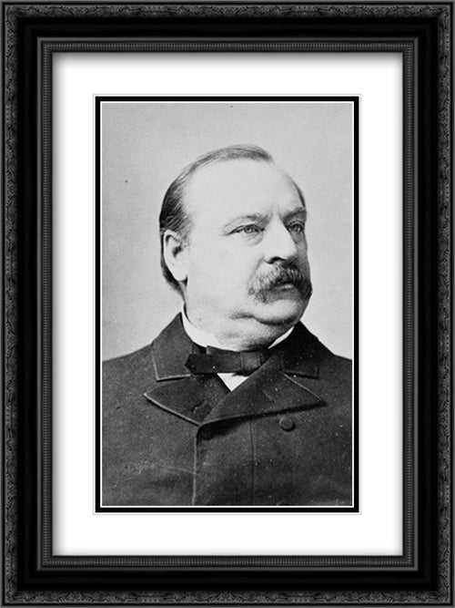 Grover Cleveland, head-and-shoulders portrait, facing right 18x24 Black Ornate Wood Framed Art Print Poster with Double Matting by Library of Congress