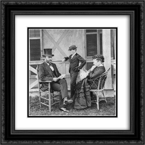 President Grant at his cottage by the sea 20x20 Black Ornate Wood Framed Art Print Poster with Double Matting by Library of Congress