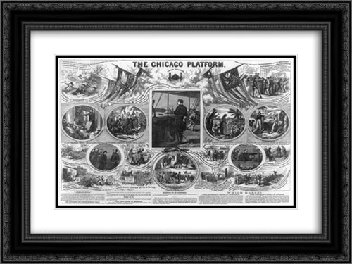 The Chicago platform 24x18 Black Ornate Wood Framed Art Print Poster with Double Matting by Library of Congress