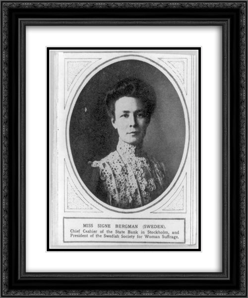 Signe Bergman, President of the Swedish Society for Woman Suffrage, head-and-shoulders portrait, facing right 20x24 Black Ornate Wood Framed Art Print Poster with Double Matting by Library of Congress