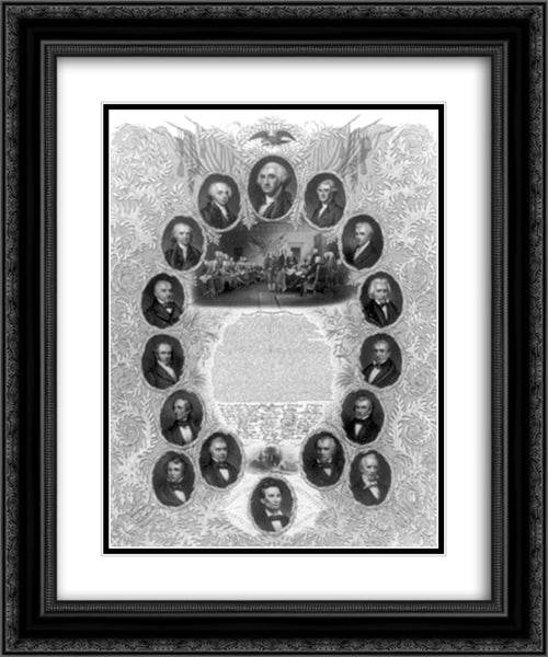 The unanimous Declaration of the thirteen United States of America 20x24 Black Ornate Wood Framed Art Print Poster with Double Matting by Library of Congress