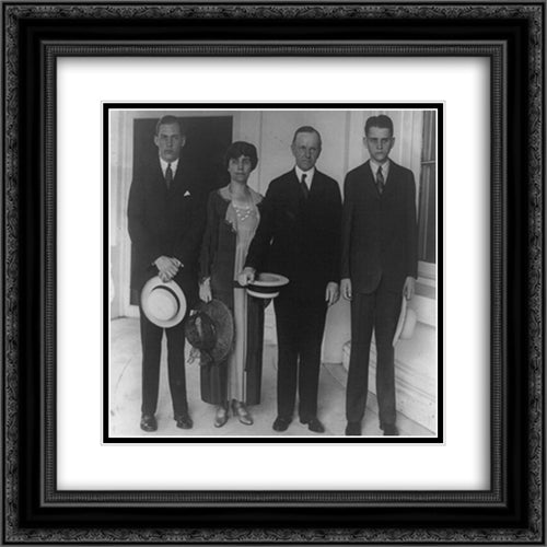 President and Mrs. Coolidge with sons, full-length portrait 20x20 Black Ornate Wood Framed Art Print Poster with Double Matting by Library of Congress