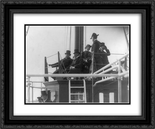 President William Taft on the ship Mayflower 24x20 Black Ornate Wood Framed Art Print Poster with Double Matting by Library of Congress