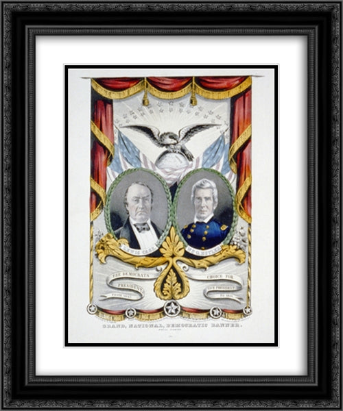 Grand, national, democratic banner. Press onward 20x24 Black Ornate Wood Framed Art Print Poster with Double Matting by Library of Congress