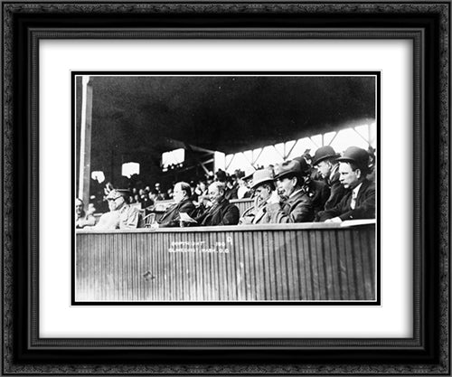 President Taft and Vice President Sherman at the baseball game 24x20 Black Ornate Wood Framed Art Print Poster with Double Matting by Library of Congress