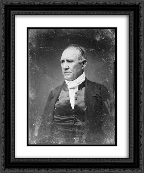 Sam Houston, half-length portrait, three-quarters to the left, in civilian dress, clean shaven 20x24 Black Ornate Wood Framed Art Print Poster with Double Matting by Library of Congress