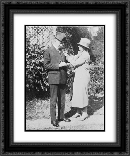 Mrs. Calvin Coolidge enrolls the President in the American Red Cross 20x24 Black Ornate Wood Framed Art Print Poster with Double Matting by Library of Congress
