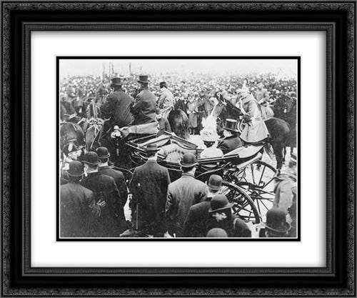 President and Mrs. William Taft, in horse-drawn carriage, on way to White House after inauguration 24x20 Black Ornate Wood Framed Art Print Poster with Double Matting by Library of Congress