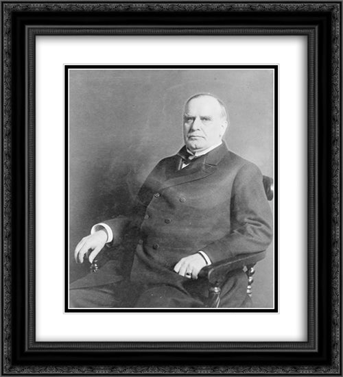 President William C. McKinley, three-quarter length portrait, seated, facing left 20x22 Black Ornate Wood Framed Art Print Poster with Double Matting by Library of Congress