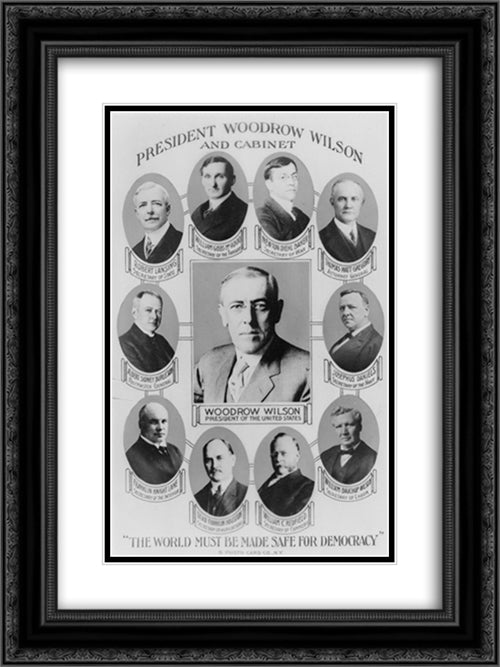 President Woodrow Wilson and cabinet 18x24 Black Ornate Wood Framed Art Print Poster with Double Matting by Library of Congress