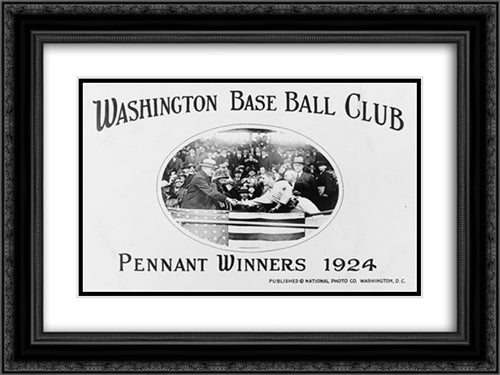 Washington BaseBall Club--Pennant winners 1924 24x18 Black Ornate Wood Framed Art Print Poster with Double Matting by Library of Congress