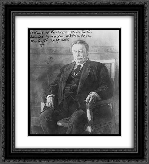 Portrait of President W.H. Taft painted by Theodore Molkenboer, Washington, 24-27 March 1912 20x22 Black Ornate Wood Framed Art Print Poster with Double Matting by Library of Congress