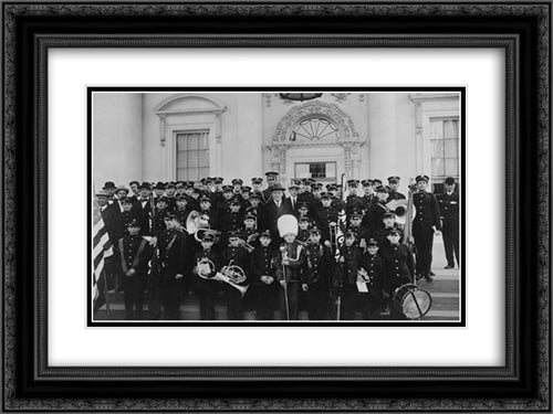 American Achievement Boys touring the world 24x18 Black Ornate Wood Framed Art Print Poster with Double Matting by Library of Congress