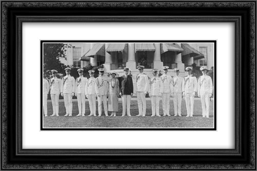 President and Mrs. Coolidge and their aides 24x16 Black Ornate Wood Framed Art Print Poster with Double Matting by Library of Congress
