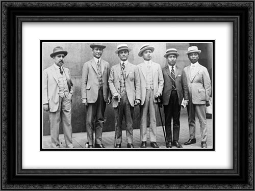 Manuel Luis Quezon, (center), with representatives from the Philippine Independence Mission 24x18 Black Ornate Wood Framed Art Print Poster with Double Matting by Library of Congress